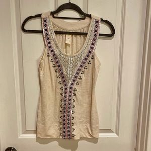 Anthropologie C.Keer embroidered boho tank